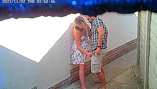 The CCTV caught the couple fucking outside the restaurant.