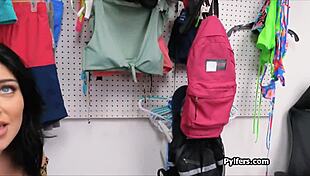 titty and pussy fucking bracelet stealing hottie gets caught in the act