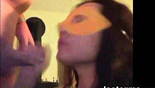 masked chick sucking some cock on webcam