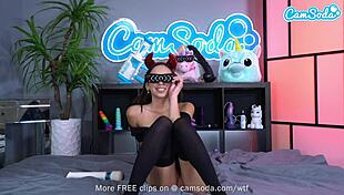 Cute teen 18+ spreads shaved pussy and masturbates with huge vibrator on webcam