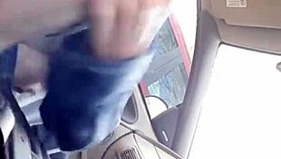 giving sloppy blowjob to buddy's monster cock in car, swallowing cum