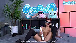 Cute teen 18+ spreads shaved pussy and masturbates with huge vibrator on webcam