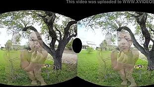 horny curvy latina sara may engages in hardcore outdoor sex in vr reality