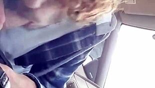 giving sloppy blowjob to buddy's monster cock in car, swallowing cum