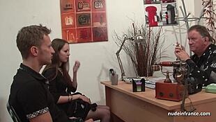 Skinny French Brunette In Stockings During Amateur Casting