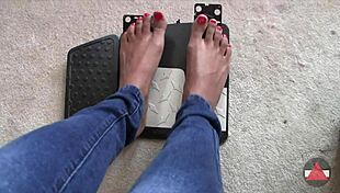 Detailed View of Bare Feet Pedal Pumping with Toes Flexing
