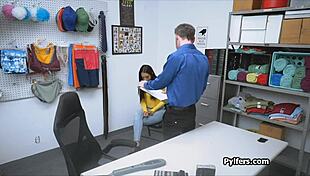 sexy indian american thief busted and fucked in office