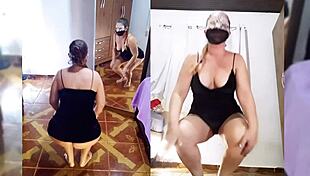 mirella delic performs a personalized striptease, tearing clothes and undressing in fishnets, showcasing her bbw curves, natural tits, and sexy ass