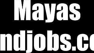 Femdom handjob leads to cumshots on legs