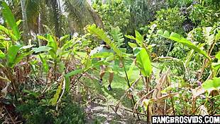 he fucked his stepsister outside in riding and doggystyle positions, her tits bouncing