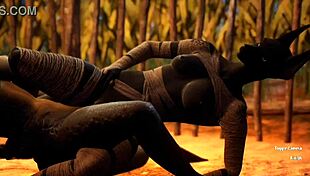 Furry jackal grinds hard against furry dragon in wild scissoring