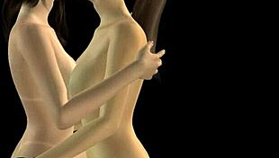 an animated cartoon 3d porn video of two cute girls lesbian fun like kiss and rubbing pussy in many positions
