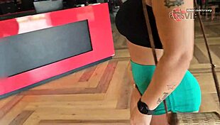 Cristina Almeida in Fortaleza CE shorts flashing cameltoe at gym, filmed by cuckold husband.