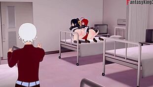 Akeno fucks Rias in this hentai madness.