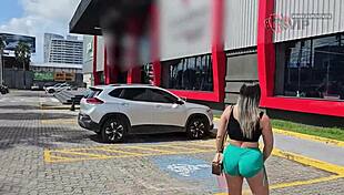 Cristina Almeida in Fortaleza CE shorts flashing cameltoe at gym, filmed by cuckold husband.