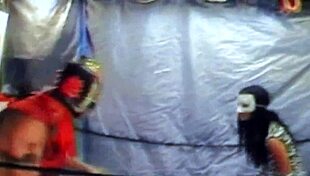 Masked Wrestler Dragonfly Battles Adriana Milano In Intense Mixed Wrestling Match