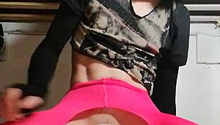 Yo, check this ladyboy riding a dildo first time! 😜