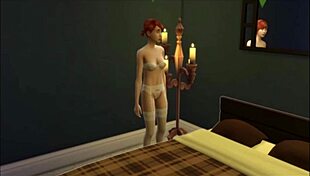 A beautiful redhead has a steamy solo scene in The Sims 4.