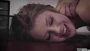 Is this cute teen getting double creampied by stepdad and pal?