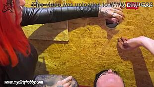 Mydirtyhobby busty redhead jerking cocks in gloryhole roleplay