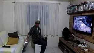 he plays playstation while she fucks big cock