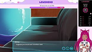 Vtuber lewdneko masturbates with sleeve in hentai game