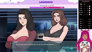 Vtuber lewdneko masturbates with sleeve in hentai game