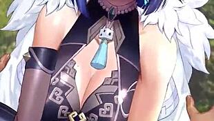 yelan from genshin impact in hentai anime style