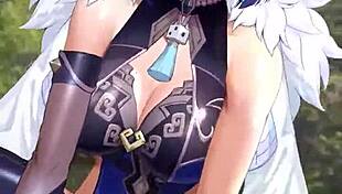 yelan from genshin impact in hentai anime style