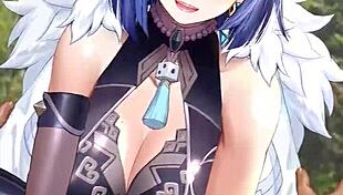 yelan from genshin impact in hentai anime style