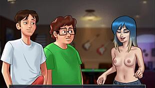 In Summertime Saga 159, the protagonist enjoys big cocks and small tits with amateur girls.