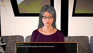 In my new family, milf shows big tits! Cartoon erotic.