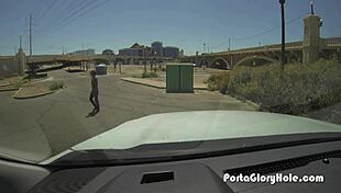 Black Girl's Porta Gloryhole Experience with White Dicks