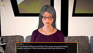 In my new family, milf shows big tits! Cartoon erotic.