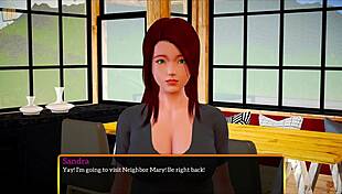 In my new family, milf shows big tits! Cartoon erotic.