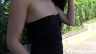 hey, watch this brunette tease her sexy body outdoors! 😍