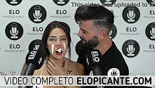 Sara blonde plays with cream and swallows it