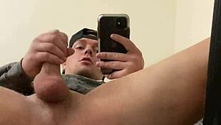 sexy frat guy joshuaaalewisss strokes his big cock in the mirror and cums everywhere 😏
