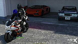 Anime girl fucks in kitchen then rides motorcycle