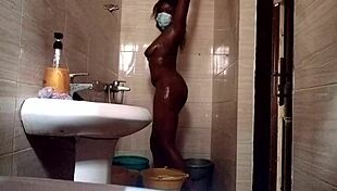 Shower time with nasty ebony kuzy bathing sexy