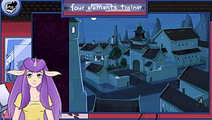 i'm getting a blowjob from the muscular guard in avatar, her big tits bouncing as she sucks.