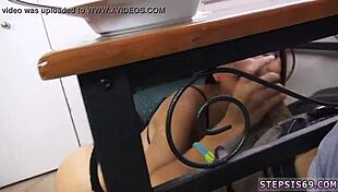 sexy ebony teen sucks stepbro's banana