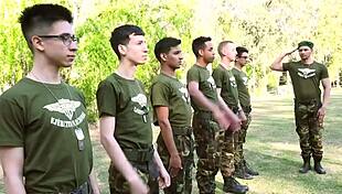 Boys at Camp Kinky Wanderer Masturbates, Taught Lesson by Troop Master!