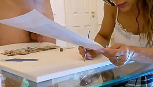 Brunette milf gives sexy handjob leading to cumshot in cfnm