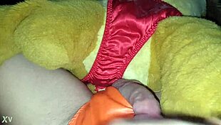 cum shot with simba in satin panties