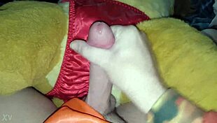 cum shot with simba in satin panties