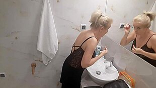 Jenny the blonde prepares for a fun night at the club