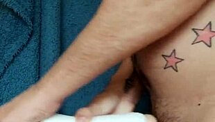 Fetish and hardcore sex in the kitchen with a tattooed man.