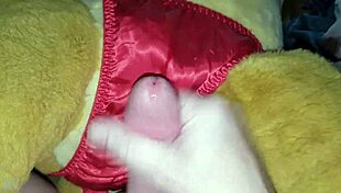 cum shot with simba in satin panties