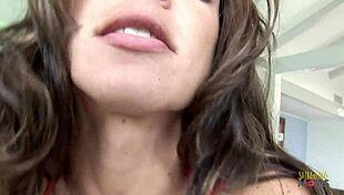 hey, watch this pov blowjob with busty brunette milf sucking big tits in red bikini cumshot?
